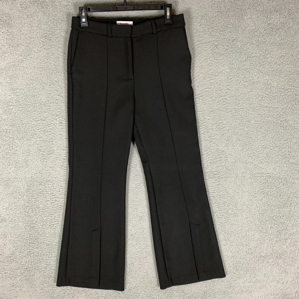 Rodebjer Trouser Pant Womens Small Black Wide Leg Flare Bootcut Stretch Charlene